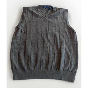 John Ashford Gray  Italian 100% Fine Merino Wool Sweater Vest Size XL (A22)